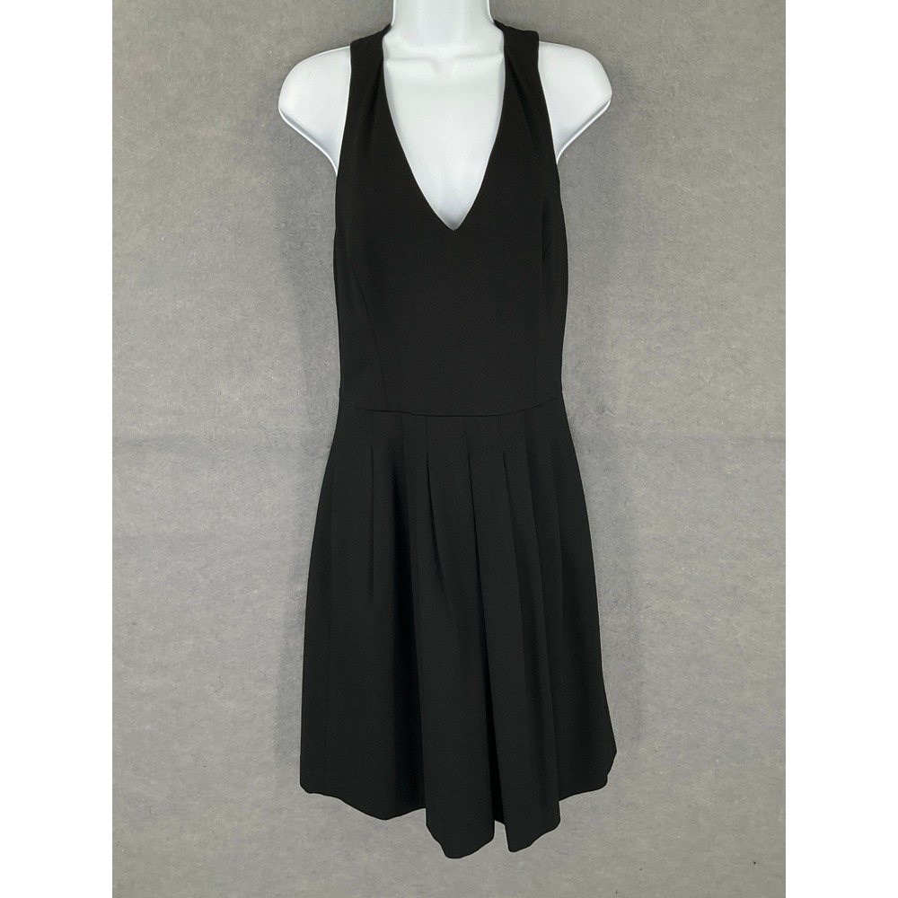 Banana Republic Black Halter‎ Neck Pleated Fit Flare Dress Sz 8 Party Whimsigoth
